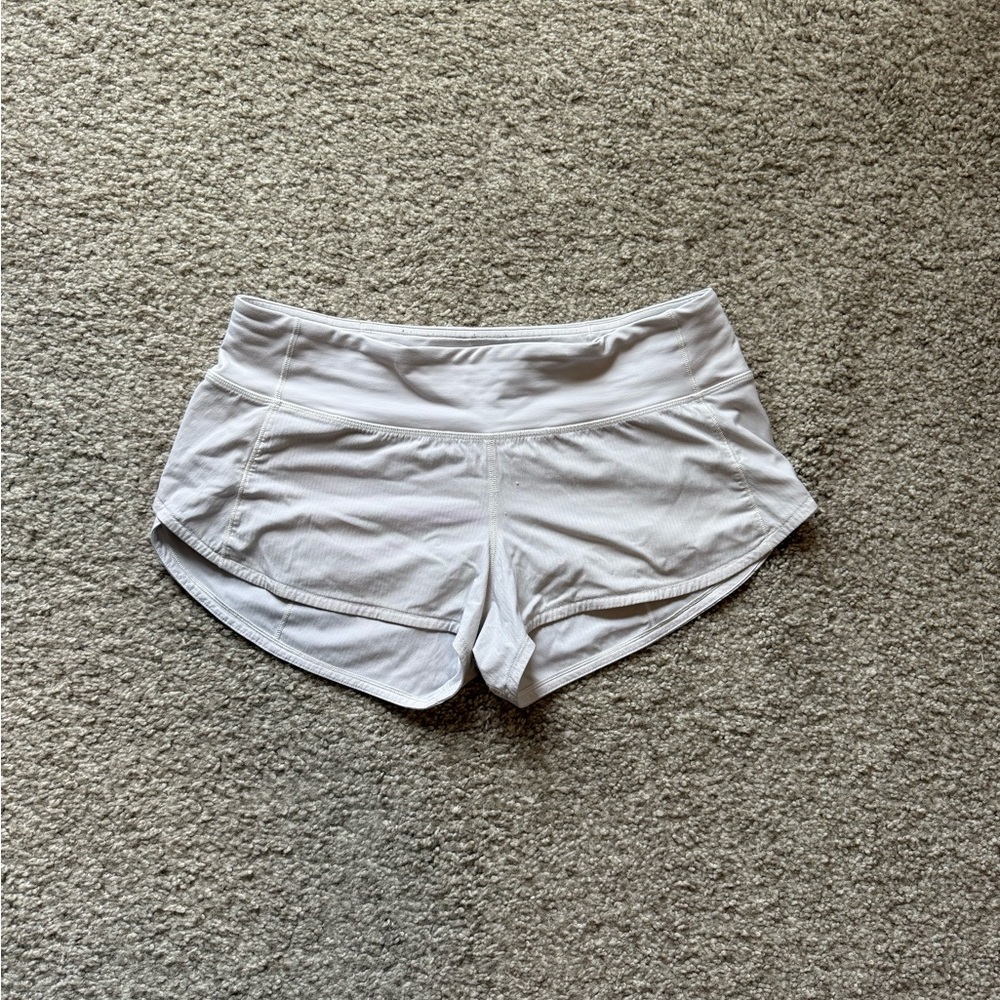 Lululemon White Low-Rise Speed Up 2.5” Shorts